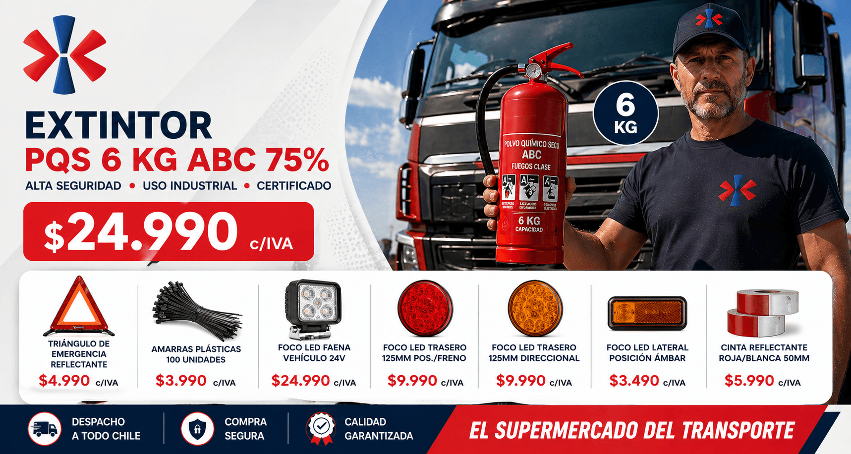 Extintor PQS 6KG y productos de seguridad para transporte