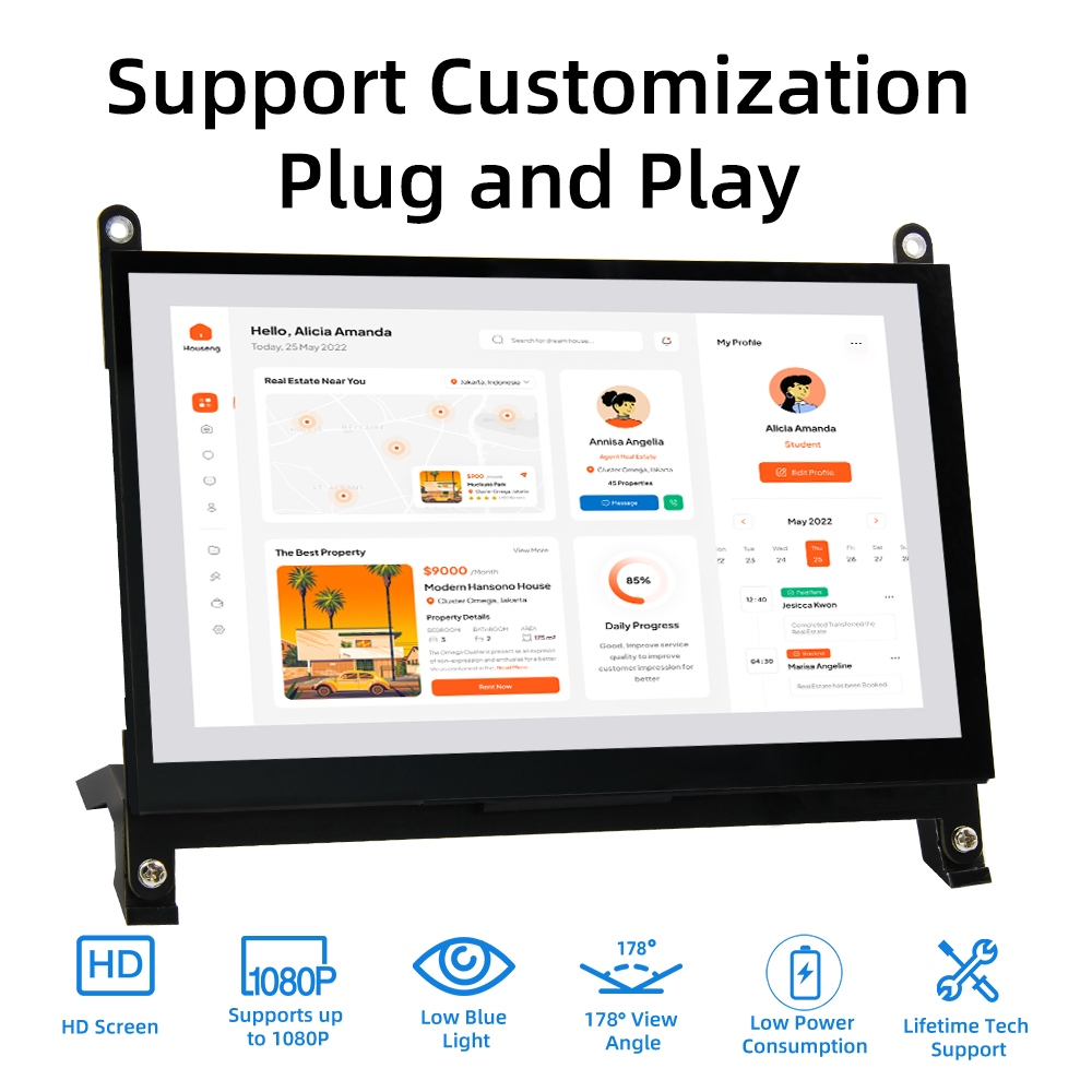 MONITOR CAMARAS 7 PULGADAS IPS 1024X600