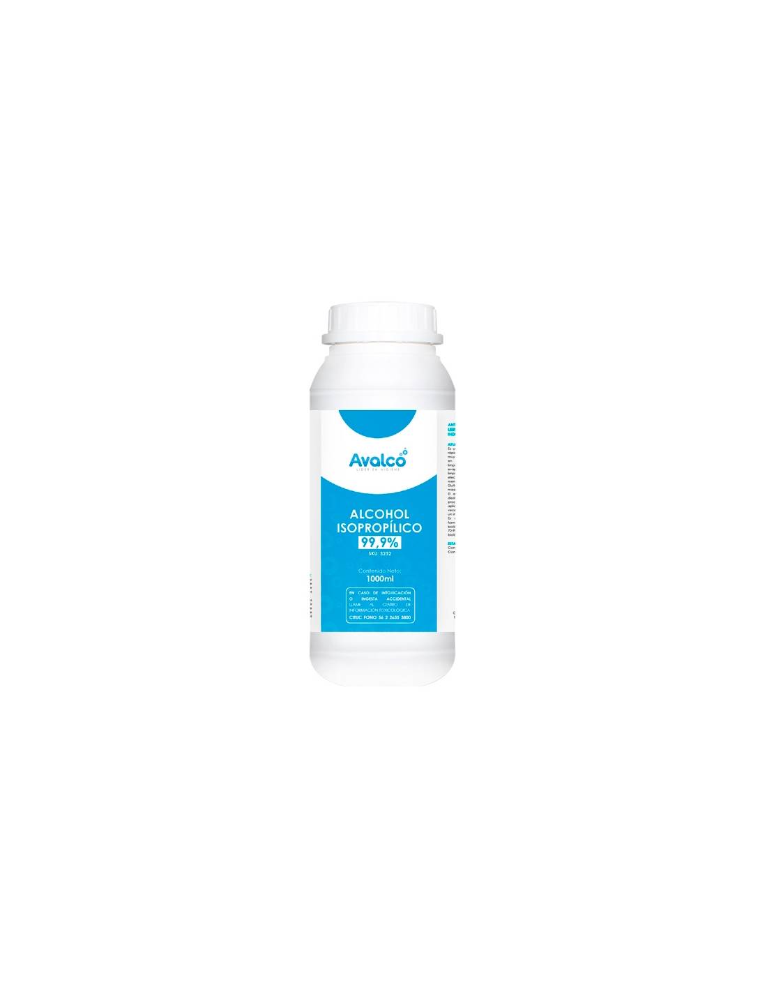 ALCOHOL ISOPROPILICIO 99.9% PUREZA 1 LITRO AVALCO